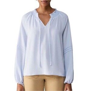 NWT Social Standard by Sanctuary Long Sleeve Peasant Top Women's Sz L Light Blue